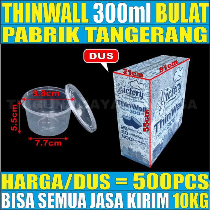 Thinwall Bulat 200ml 300ml 400ml 450ml 500ml 650ml 750ml Per Dus Mangkok Bowl Plastik Js Krm