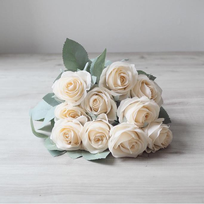 Bunga Artificial Mawar Group 10 Kuntum Autumn (B20106) - Putih