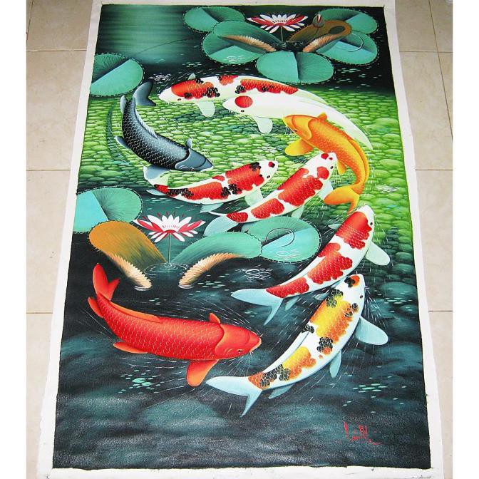 Paling Dicari] Lukisan Feng Shui Ikan Koi Angka 9 Nuansa Mewah