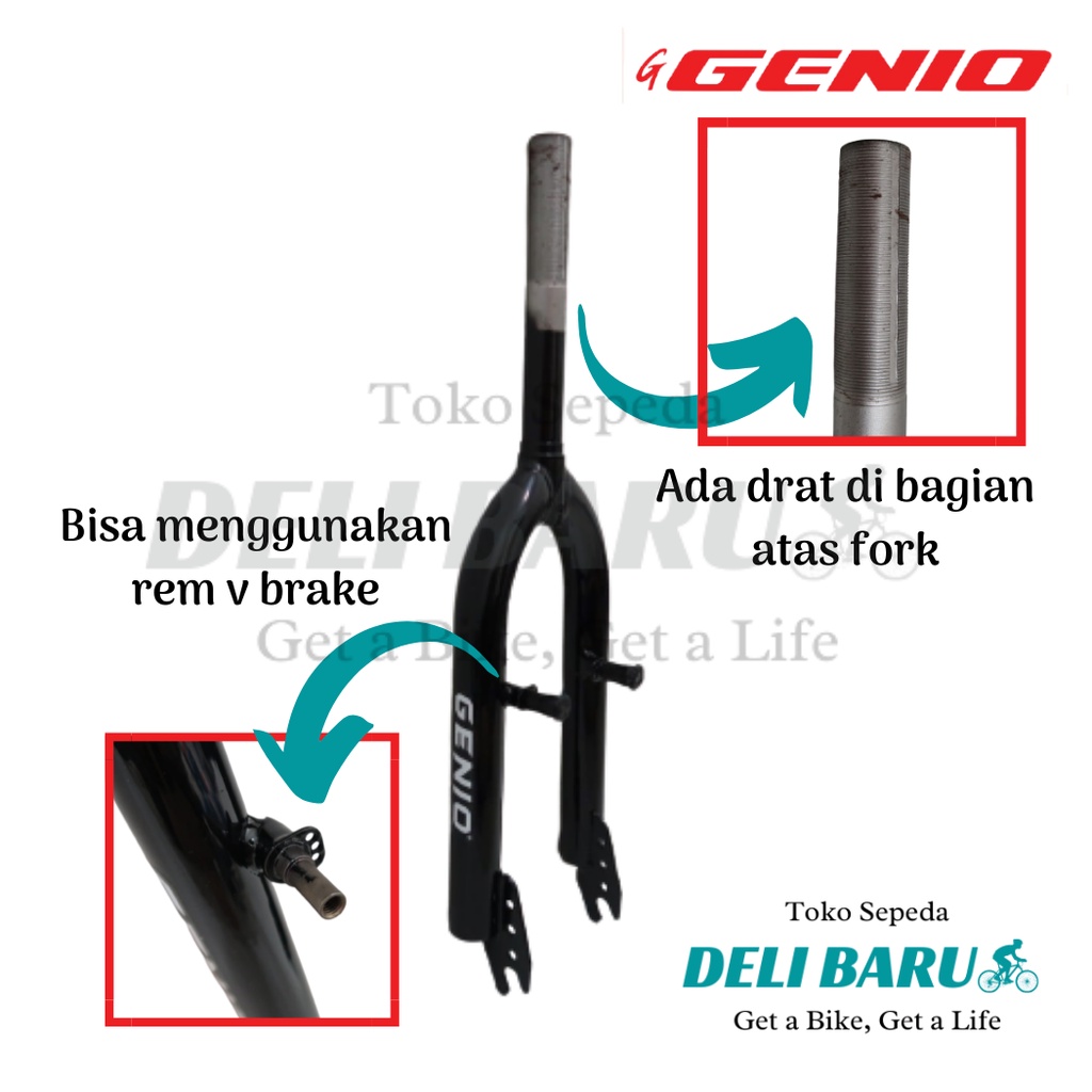 Genio Fork Standar garpu besi model drat sepeda BMX ukuran 20&quot;