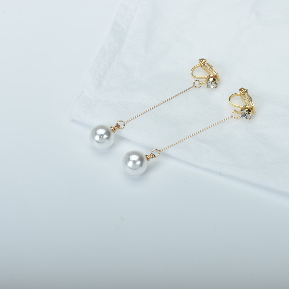 Anting Klip Tanpa Tindik Hias Mutiara Warna Emas Untuk Wanita