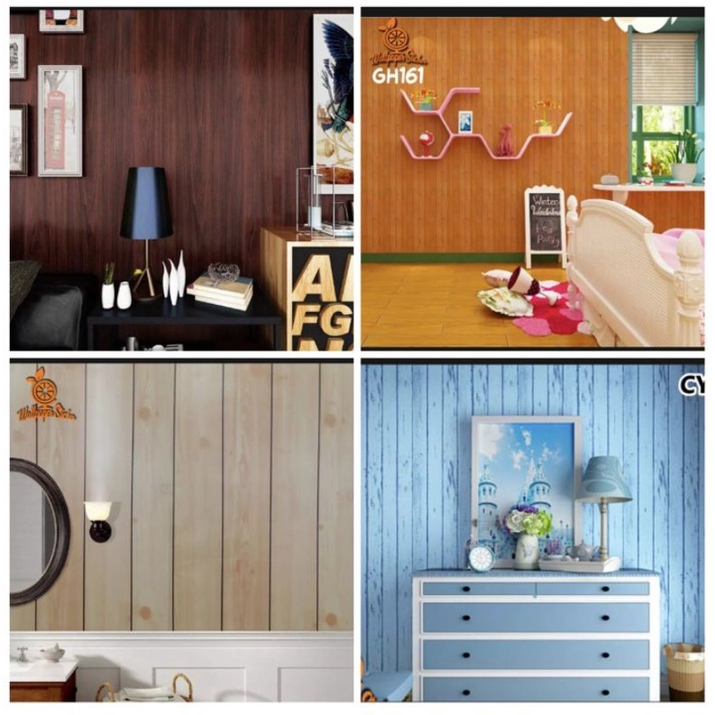 Wallpaper dinding sticker wall sticker 45cm x 10m motif kayu 3D / wallpaper stiker dinding motif kay
