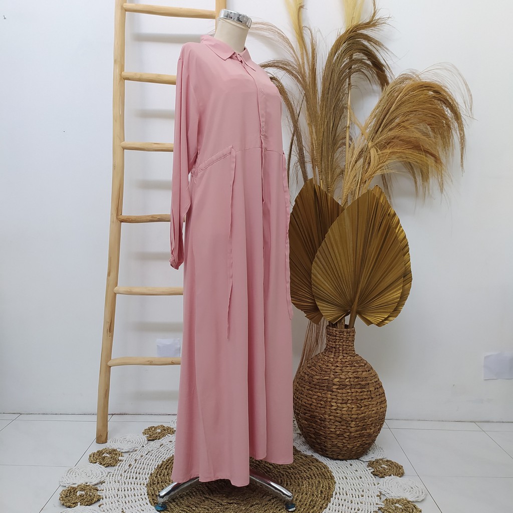 Bayar Ditempat | Gamis Full Kancing Depan Busui Rayon Premium Polos Warna Hijau