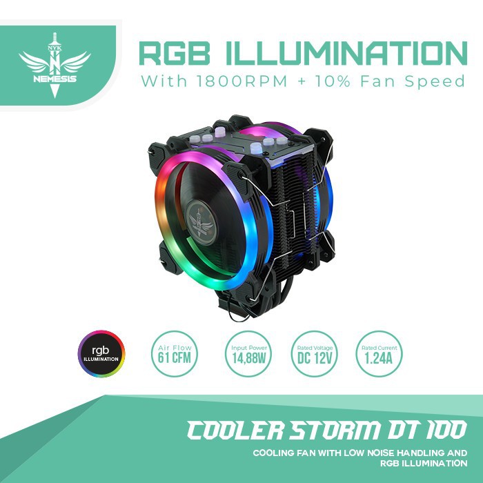 NYK Nemesis Cooler Storm DT100 DT-100 DT 100 RGB Dual 12CM