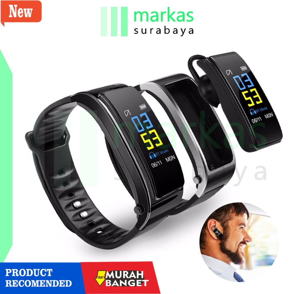 jam digital pria terbaik- MARKAS J181 Jam Tangan Bluetooth Smartwatch Band Earphone Multifungsi Mura