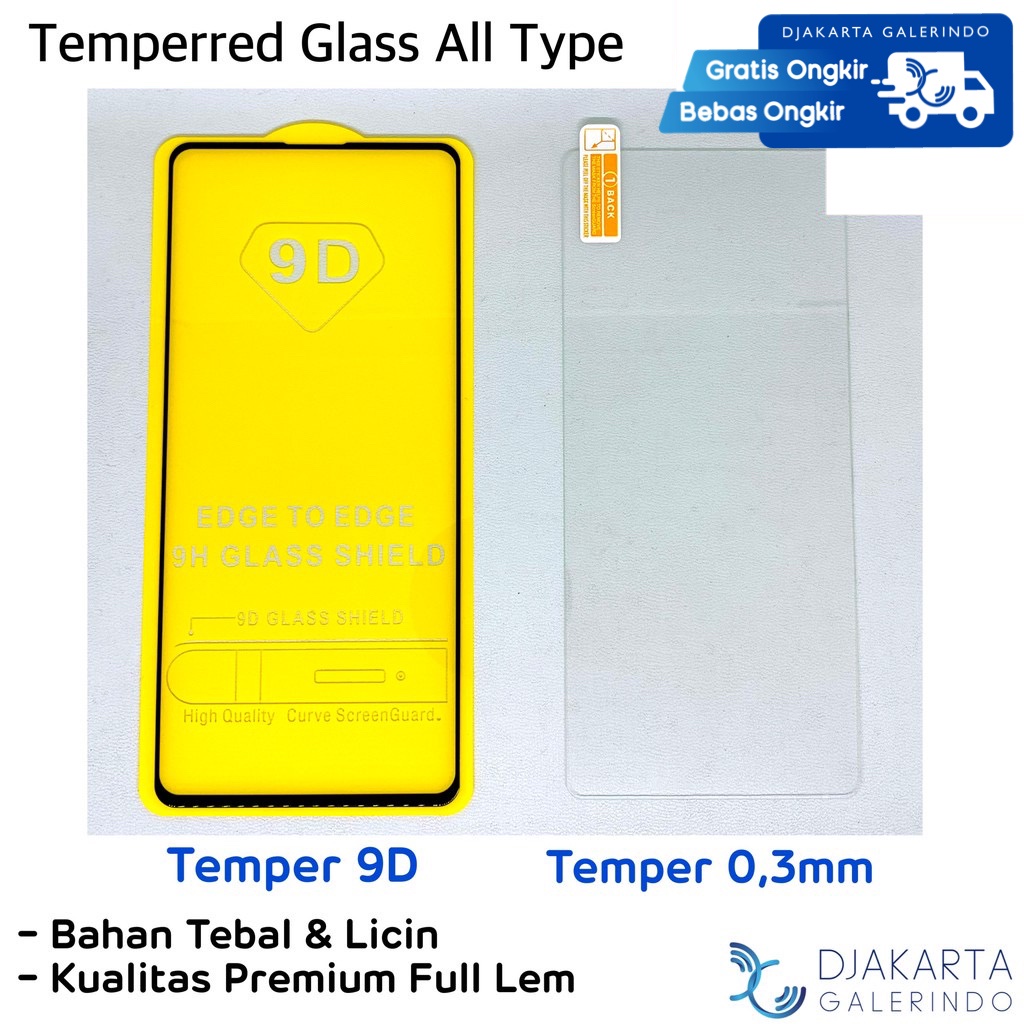 Premium Temperred Glass 9D Full Cover Semua Tipe