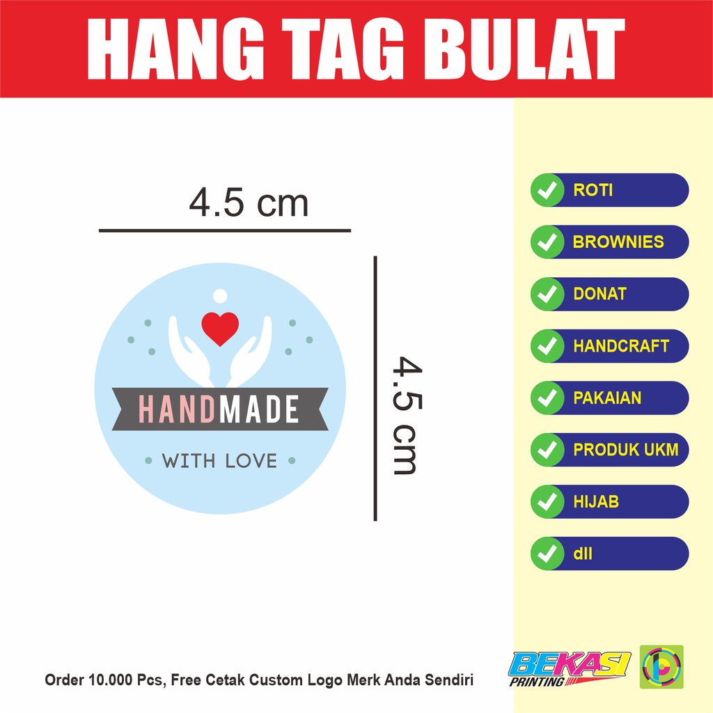 

Exclusive Hang Tag Hand Made With Love Hangtag Handmade 4.5 cm 1 PACK ISI 25 PCS
