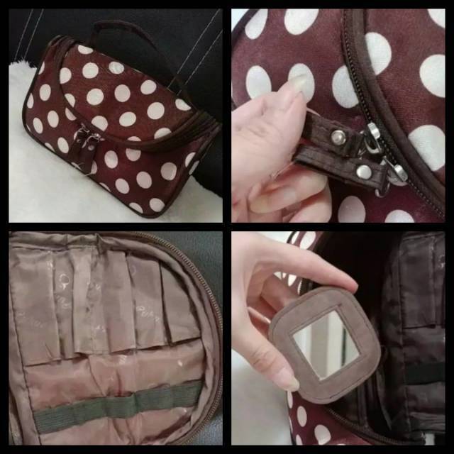 ❗PRELOVED❗POLKA BROWN MAKE UP CASE