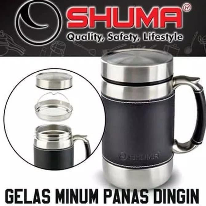 Aman Shuma Vacuum Mug Bg 450 Ml / Shuma Mug Kulit 450Ml Original Asli Limited