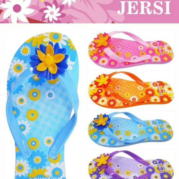 SEPASANG SANDAL JEPIT WANITA MOTIF BUNGA SKYWAY CANTIK SIMPLE CUTE