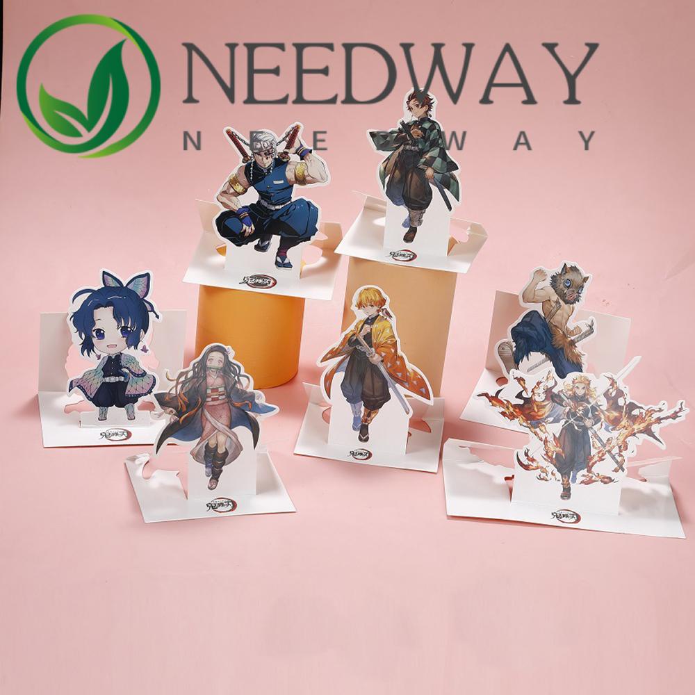 Needway  Kimetsu No Yaiba Paper Card Giyuu Desktop Stand Anime Demon Slayer Kamado Tanjirou Nezuko Action Figures Inosuke Zenitsu Standing Plates