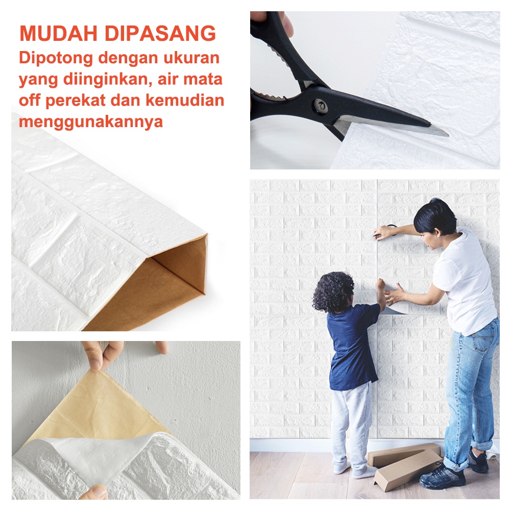 Wallpaper Dinding Foam 3D Dekor Kamar Motif Batu Bata Wallpaper High Quality