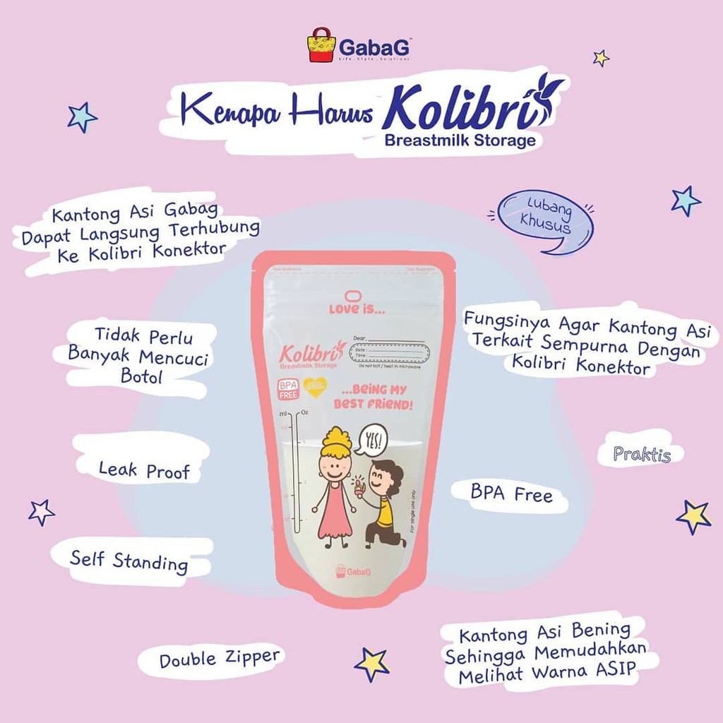 WARNA BARU !! Gabag Kantong / Plastik ASI 100ml 120 ml Kolibri Classic Love Boba