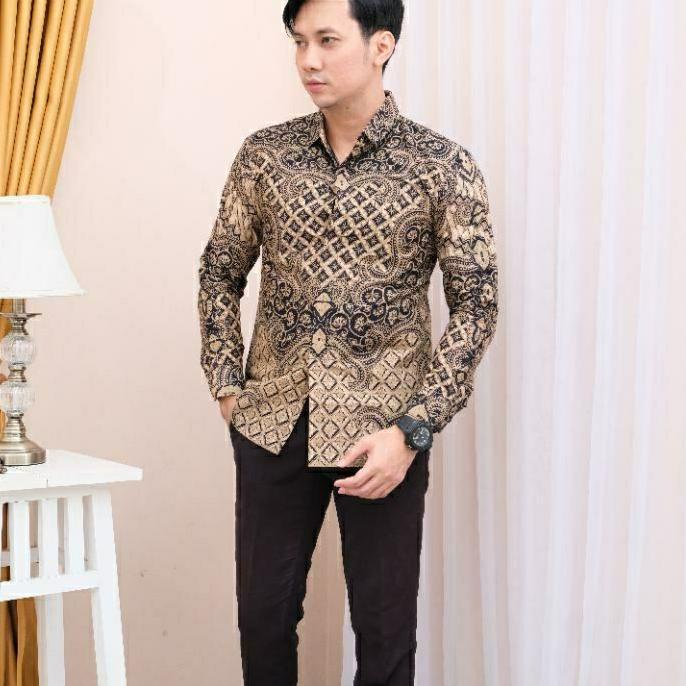[_048] 3.3 Batik Pria Lengan Panjang Slim Fit Keris Modern Premium Baju Atasan Batik Cowok Prabuseno