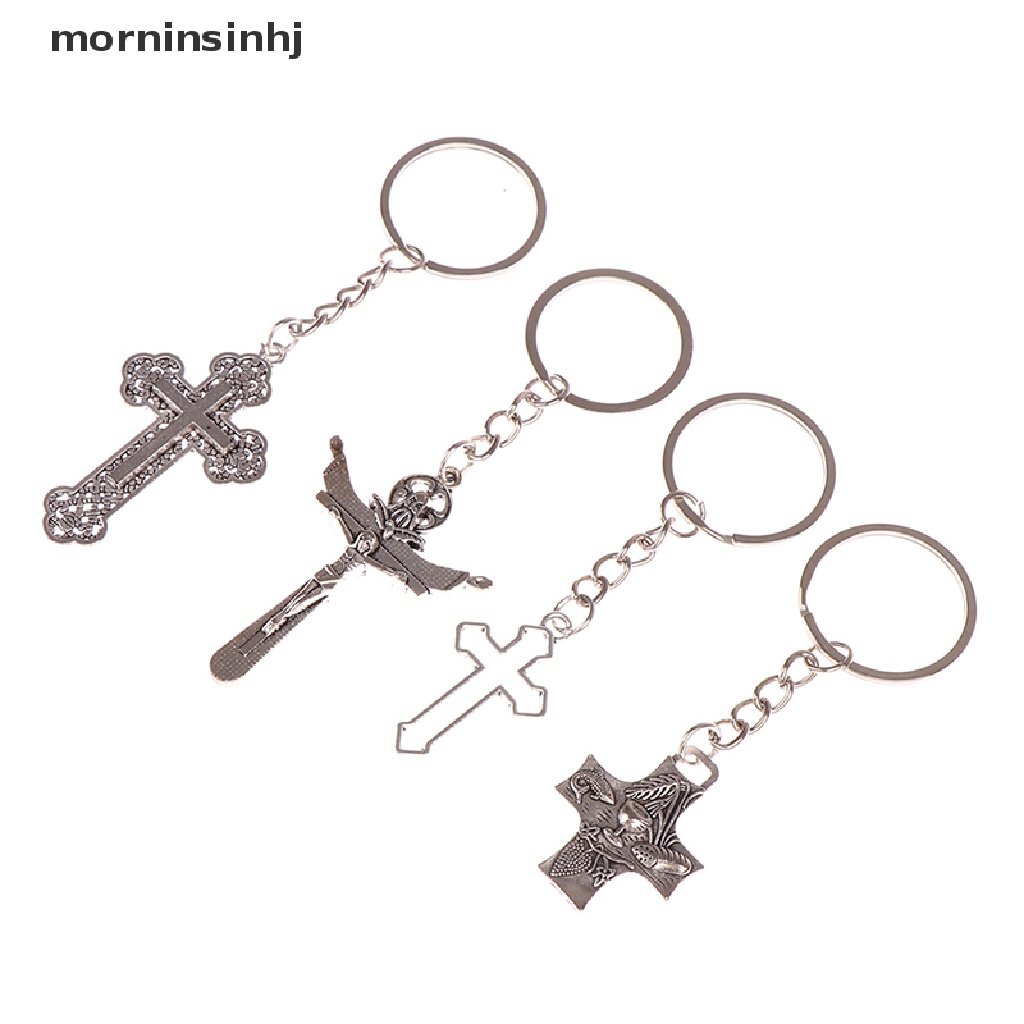 Mornin 1pc Kalung Rantai Dengan Liontin Salib Yesus Kristen