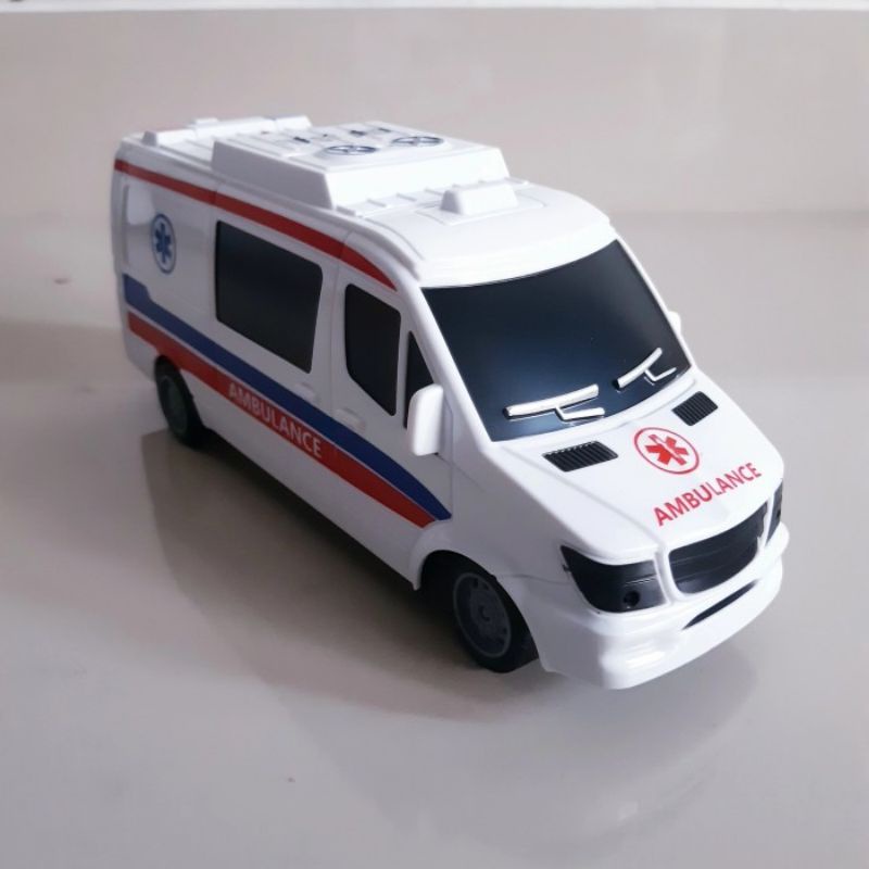 Rc Car Ambulance Remote Control Batre Cas - Mainan Mobil Ambulan Remot Kontrol Anak