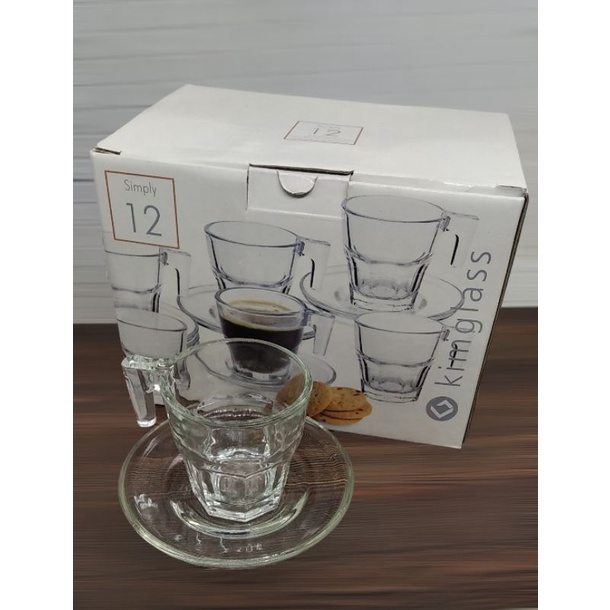 GELAS SLOKI & PIRING TATAKAN 3 SET GELAS KECIL GELAS SLOKI BELING GELAS KACA PIRING TATAKAN BELING