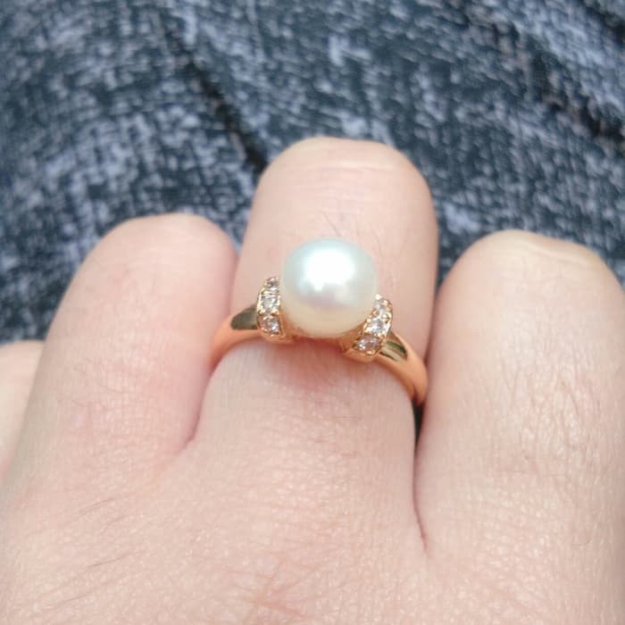 Cincin Mutiara Lombok Cincin Apit Kecil Mutiara Air Tawar Lombok rangka Rodium /Alsa Pearls
