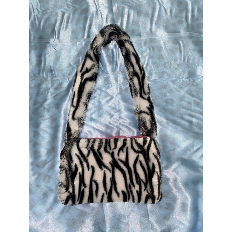 fluffy zebra bag