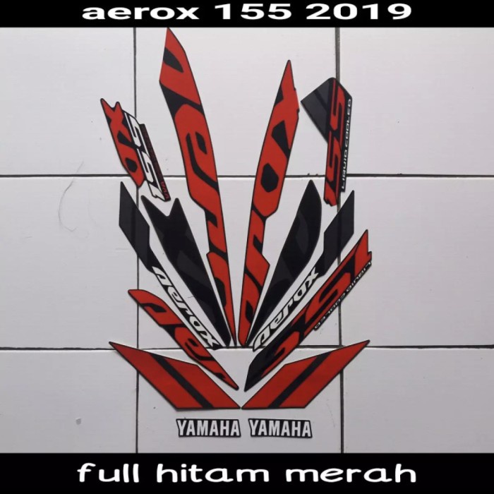 Stiker Striping List Body Motor Aerox 155 2019 Full Hitam Merah TERMURAH