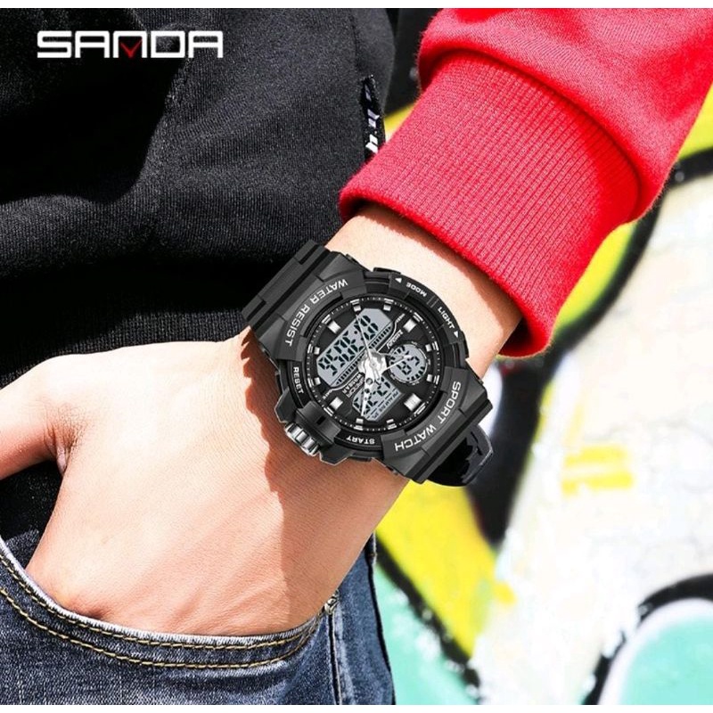 TERVIRAL! JAM TANGAN S6025 Jam Tangan Pria Digital Analog Dual Time Tali Rubber Chronograph