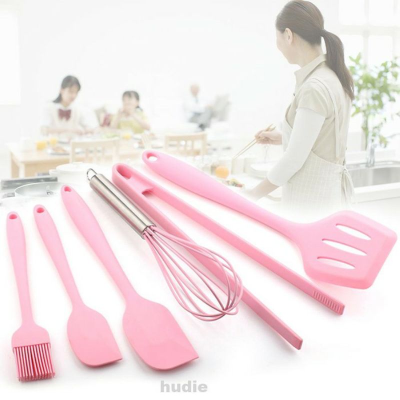 5in1 Set Silicone Warna Kitchen Spatula Cooking / Spatula Warna Sillicone Set 5pcs