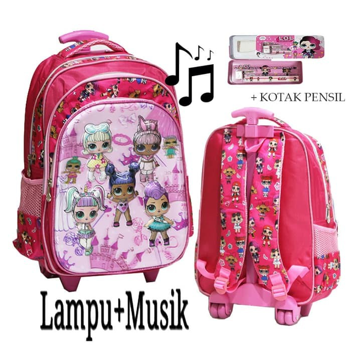 Tas Trolley Anak Perempuan Karakter Lol Unicorn Sequin Usap Hol AX990 Promo Sd Lampu + Musik Lol 5