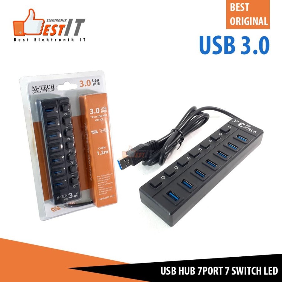 USB HUB 3.0 7port 7switch LED Fast Speed Adapter Hub Usb 3.0 MT UH7