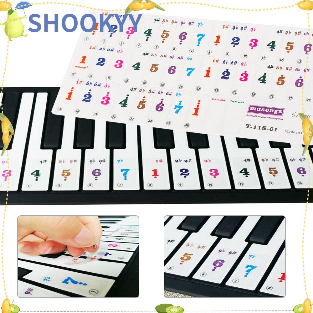 Stiker Tuts Piano Keyboard Elektronik 49 / 61 Kunci Desain Kartun Simbol Musik Transparan Dapat Dilepas