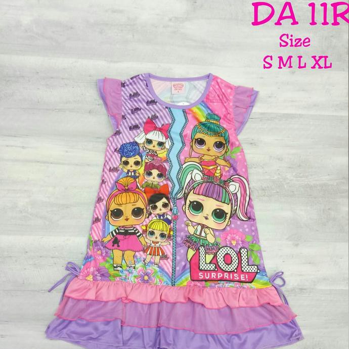BANTING HARGA Dress anak perempuan lol kaos baju tidur rok daster baby dolls DA11r - 5-6 tahun