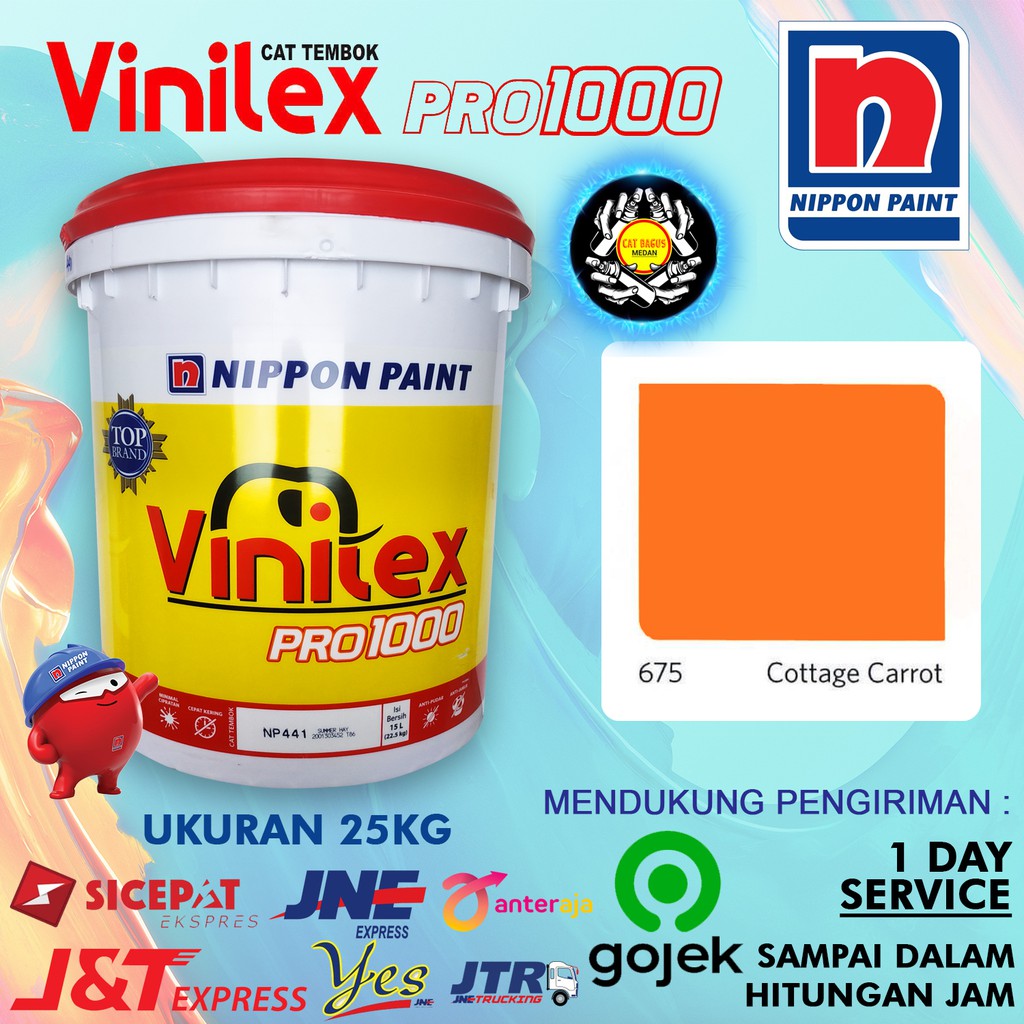 CAT AIR TEMBOK DINDING VINILEX 25 KG WARNA 675 COTTAGE CARROT ORANGE CERAH TERANG OREN ORENS 25KG 20
