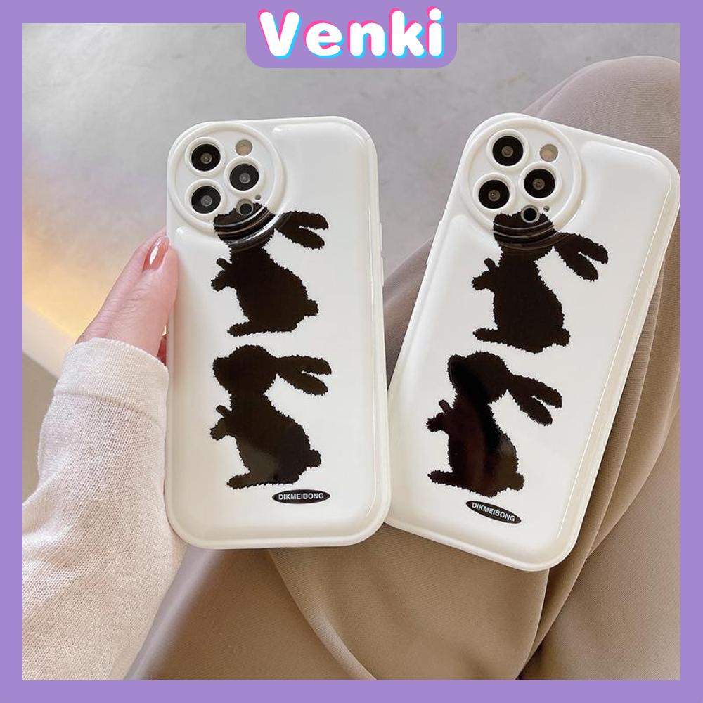 iPhone Case Silicone Soft Case Airbag Shockproof Protection Camera Black Rabbit Cartoon Cute Compatible For iPhone 11 Pro Max 13 Pro Max 12 Pro Max 7Plus xr XS Max