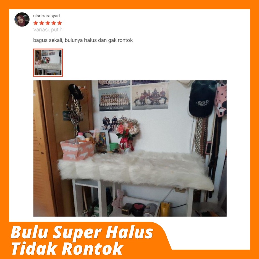 Bulu Korea Alas Foto Produk Aesthetic Karpet Rasfur Perlengkapan Foto Newborn Bayi Kekinian Baju Nail Art Warna Putih Ukuran Kecil Besar 30x40 50x75 50x100 75x100 Untuk Taplak Meja Rias Sofa Ruang Tamu Halus Lembut Panjang
