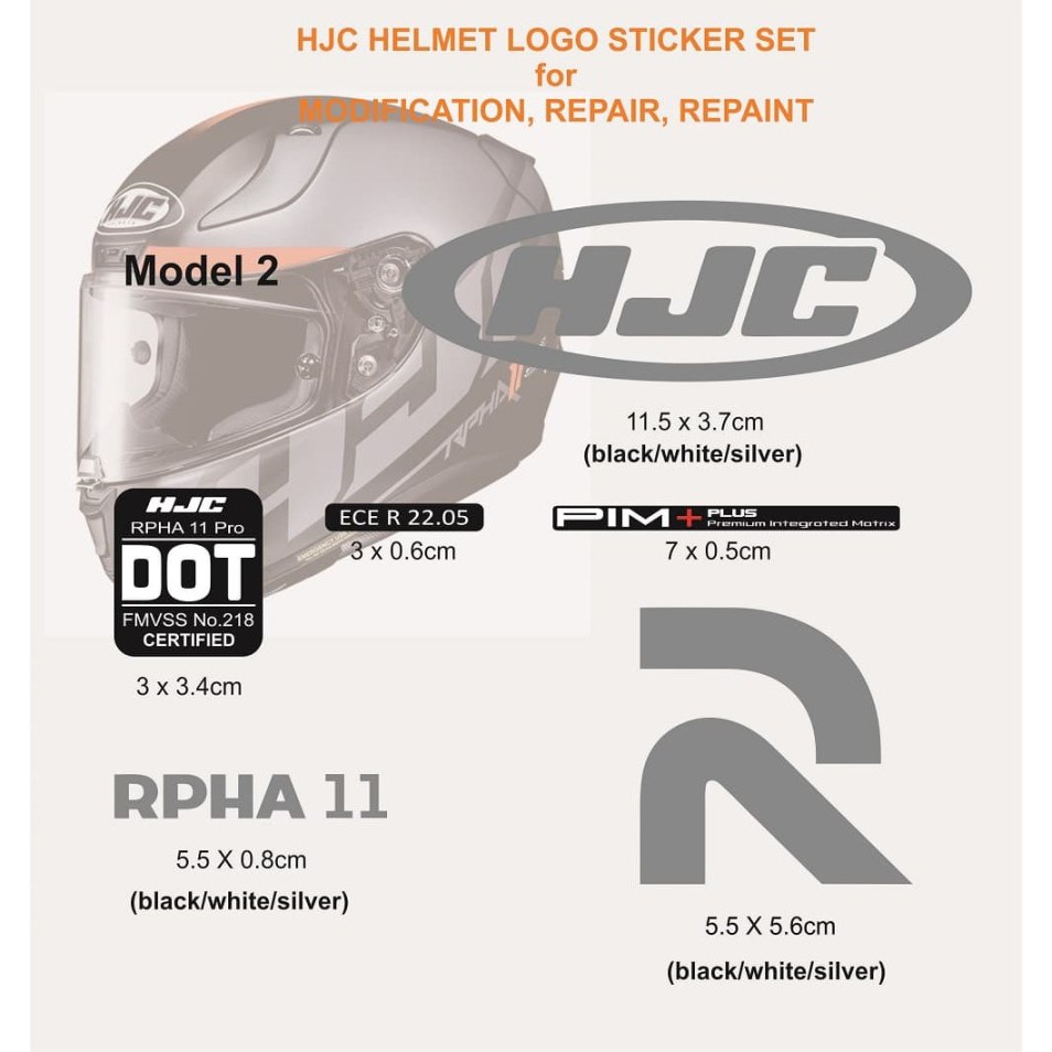 Sticker Set Helm Motor HJC untuk repair repaint modif