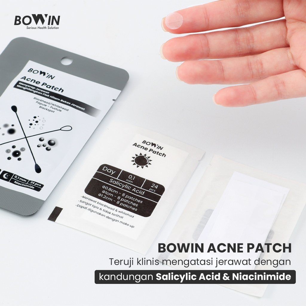 Bowin Acne Patch Salicylic Acid &amp; Niacinimide [Day 24 Pacthes &amp; Night 24 Patches] Sticker Jerawat Anti Komedo &amp; Bekas Jerawat / Obat Jerawat