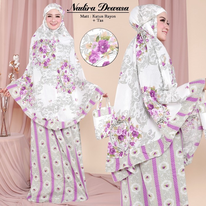 mukena rayon nadira/mukena dewasa bahan rayon motif nadira/bisa bayar ditempat/cod