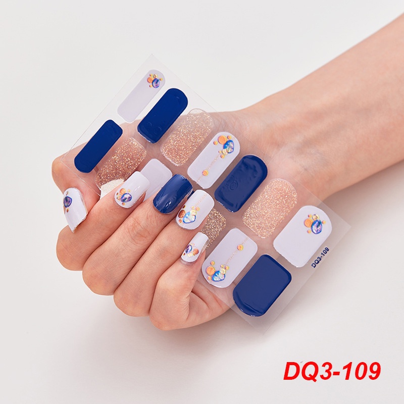 DQ3_104-116 Finger DIY Nail Sticker Fashion 3D Nail Sticker False Nails Art 14Pcs/sheet