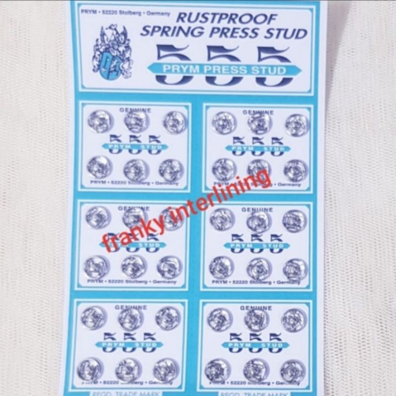 KANCING JEPRET RUSTPROOF 555 GERMANY 8mm ISI 36 BUAH