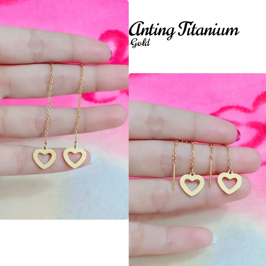 Anting Tusuk Jarum Love Titanium