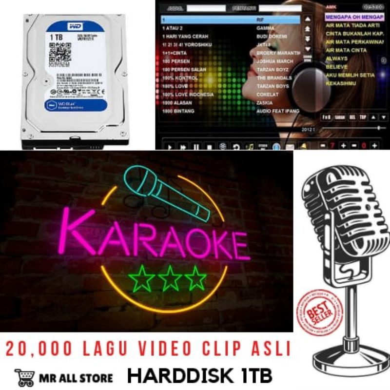 HARDISK 1TB ISI 20000 Lagu Karaoke Video Clip Asli include Aplikasi Karaoke
