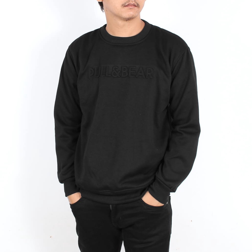 Crewneck Sweater Pull and Bear Emboss // Sweatshirt Jaket Pull &amp; Bear Sablon Timbul Premium Quality