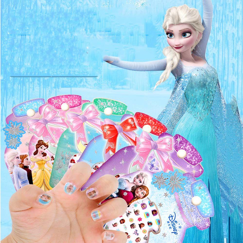 AUGUSTINA Agustina Kartun Stiker Kuku DIY Anak Hadiah Elsa Manicure Transfer Decals Sophia Nail Art Dekorasi