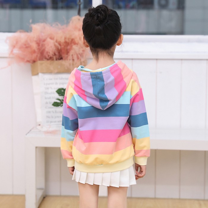 LittleAaron RAINBOW SWEATER atasan baju anak perempuan hoodie lengan panjang import