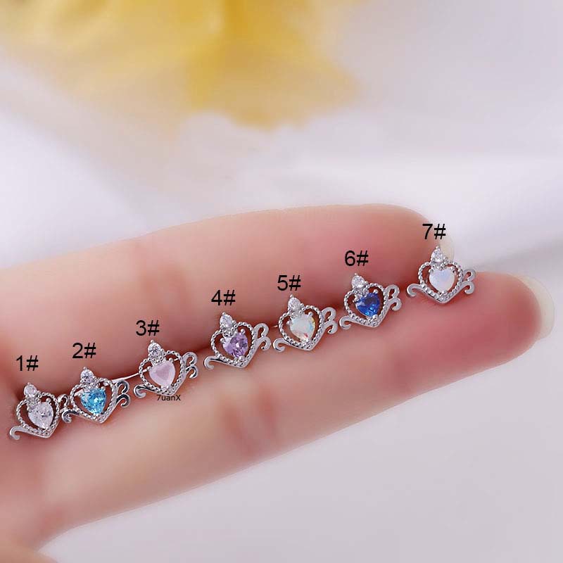 1pc Anting Tusuk Bentuk Hati Bahan Stainless Steel 20gauge