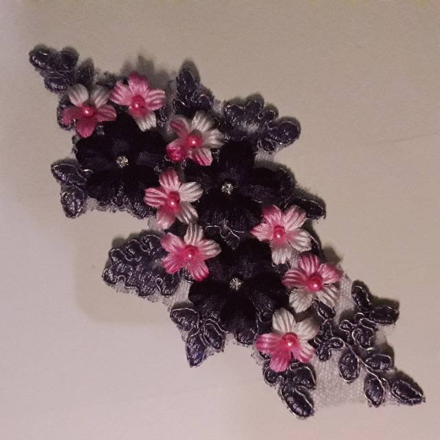 Headpiece hijab ungu tua pink aksesoris hijab hiasan hijab