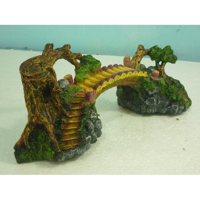 dekorasi aquarium jembatan korea, hiasan aquarium jembatan korea, hiasan aquarium fiber jembatan, hi