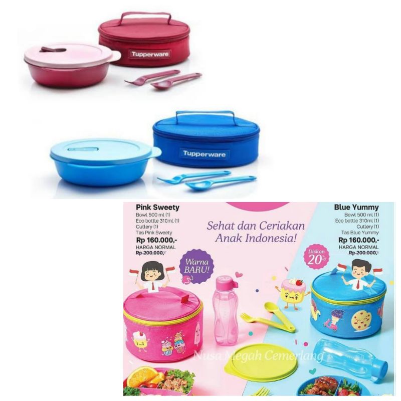 EXTRA ONGKIRCwl/ BLUE YUMMY/PINK SWEETY crystalwave lunch set/ bekal makan