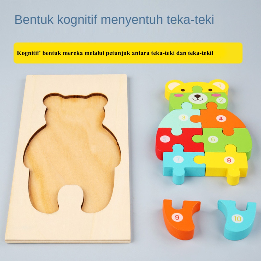 HIPPO LAND Mainan Puzzle Kayu Anak 3D Jigsaw puzzle Lucu 274