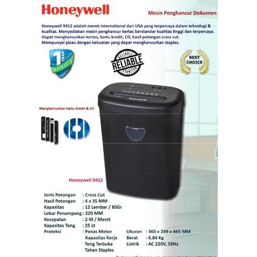 

READY GOSEND!Mesin Penghancur Kertas Paper Shredder HONEYWELL 9412