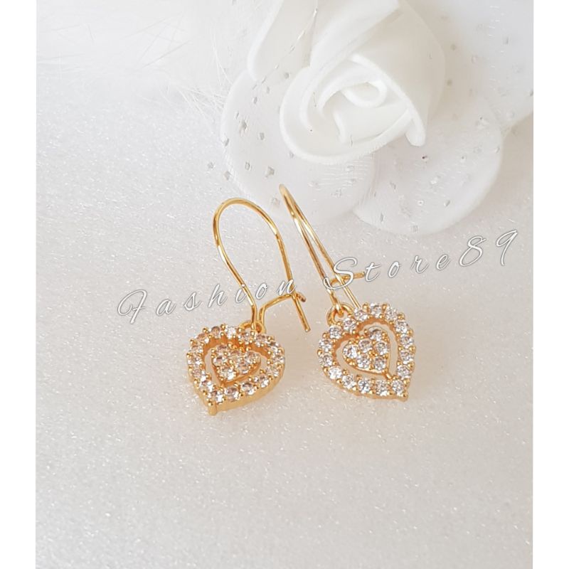 Anting Love Fashion Xuping perhiasan lapis emas import Dewasa Jurai Anting love Full permata